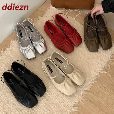 Мода Мода Мелкие Женские Мэри Джейн Балетки Мягкая Женская Обувь с Квадратным Носком Слипоны Женские Балетки Обувь 2025 Новинка