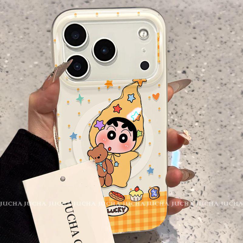 Мультяшный Милый Чехол для iPhone для Apple 17 Pro Max/16 Plus: Художественный дизайн Shin-chan Звезда Любви