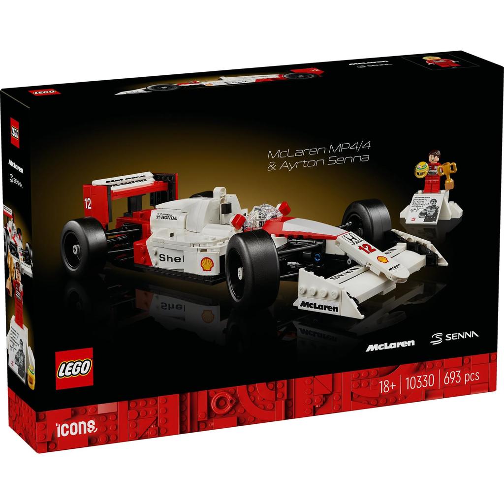 LEGO Icon McLaren MP4/4 и Ayrton Senna Игрушка Подарок на День Матери День Отца Мужчины Женщины Транспортное средство Автомобиль Мини-автомобиль 10330