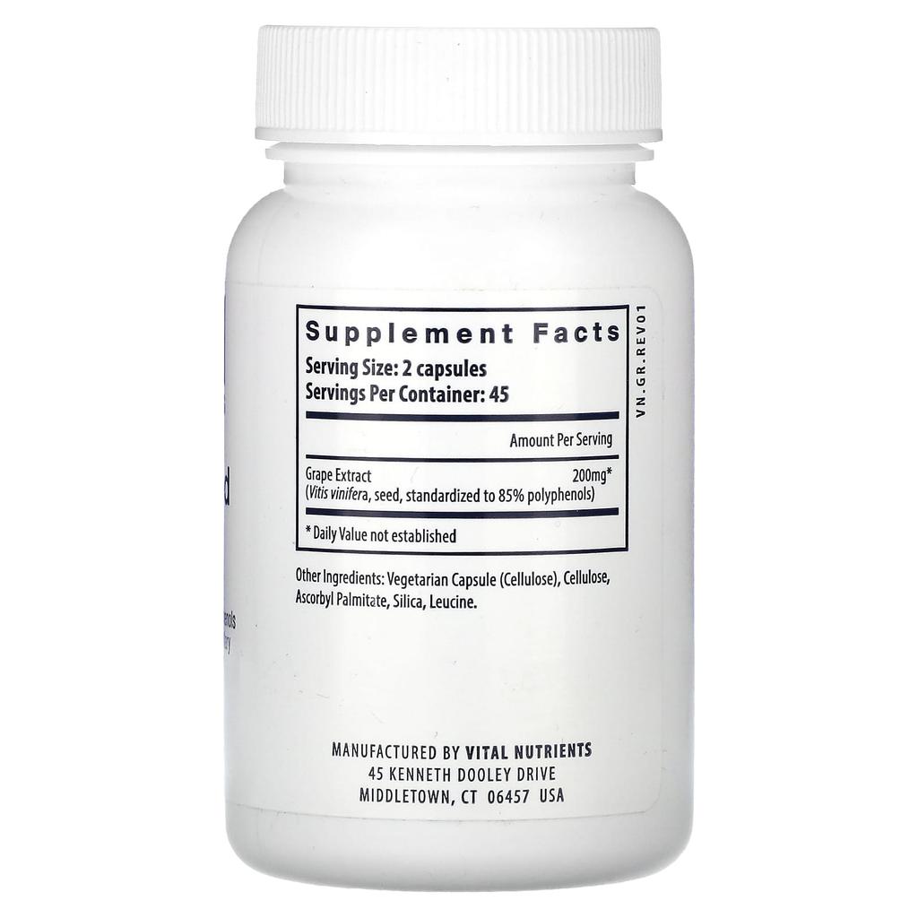 Grape Seed Extract, 200Mg, 90 Veggie Caps (100Mg per Capsule)