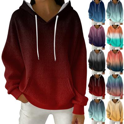 Женский модный повседневный пуловер с градиентным принтом, толстовка с длинным рукавом и капюшоном