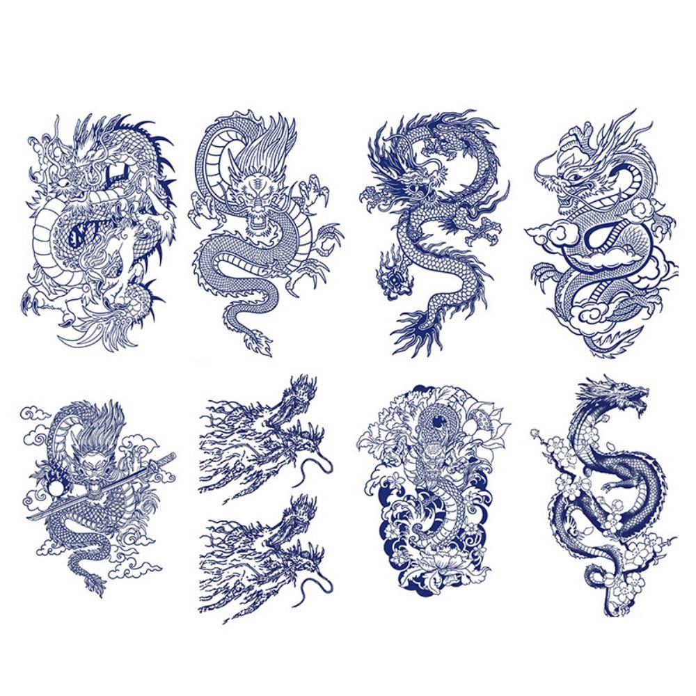 Waterproof Dragon Juice Ink Tatouage Cartonn Dragon Dragon Hombre Art Fake Tattoo Unisex