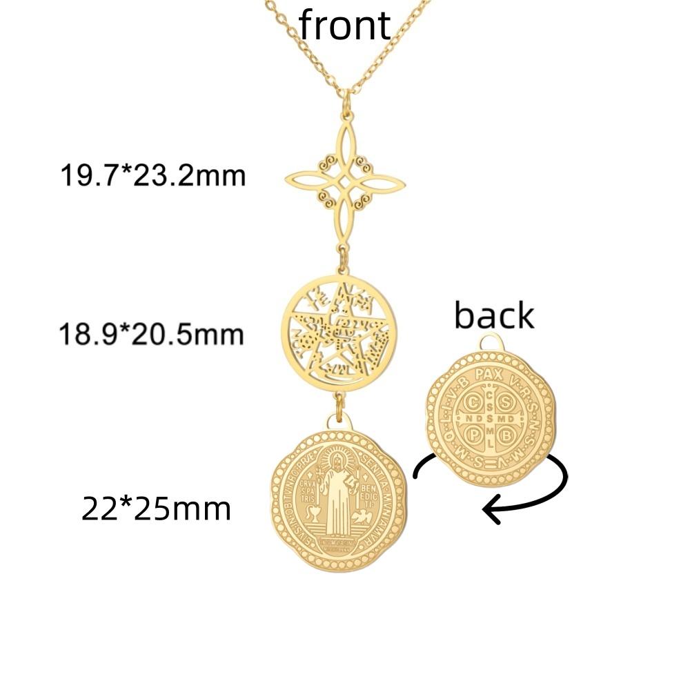 Колье с пентаграммой Святого Бенедикта из нержавеющей стали с изображением ведьминского узла, религиозное украшение с символом тетраграмматона для защиты.