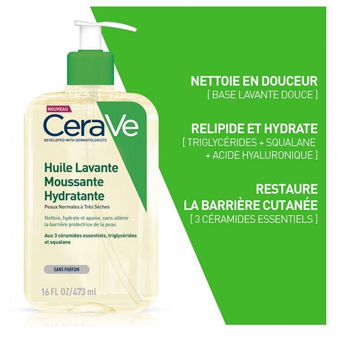 Cerave Huile Lavante Moussante Hydratante 473 ml Pour Les Peaux Normales à Trèsèches Les Peaux à Tendance Atopique