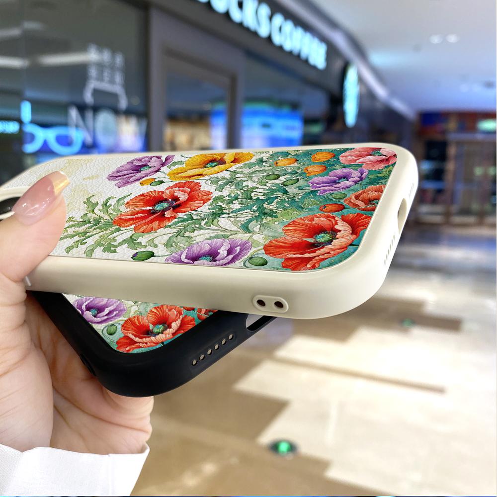 Тонкий чехол для телефона с рисунком цветов тюльпанов из мягкого силикона и искусственной кожи для Samsung Xiaomi Poco Redmi