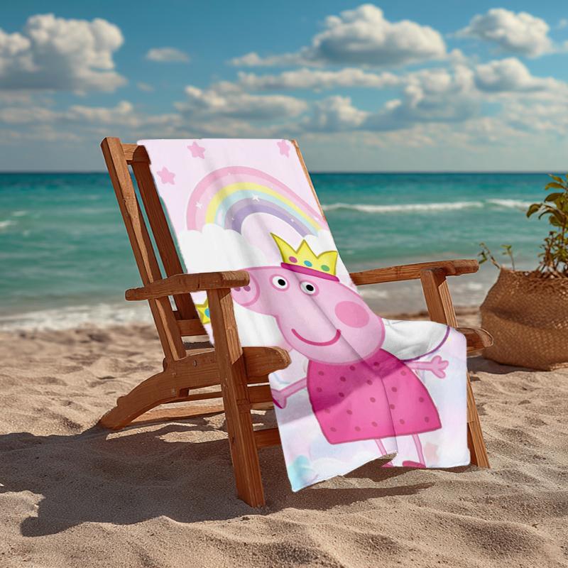 Ultra-Soft Beach Towel with Peppa Pig Theme,Ideal for Pool - Camping, Diving - Perfect Travel Essential, Vibrant Beach Towel.