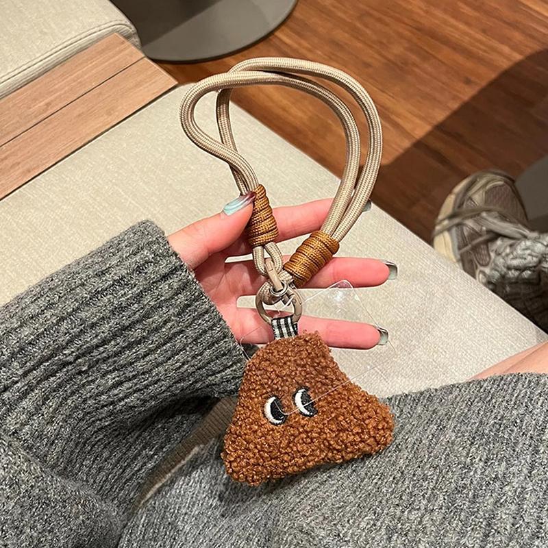 1PC Cartoon Jewelry Girl Woman Phone Bracelet Bag Penadents Phone Short Lanyard Strap Korean Fur Plush Cheese Wristband Cute