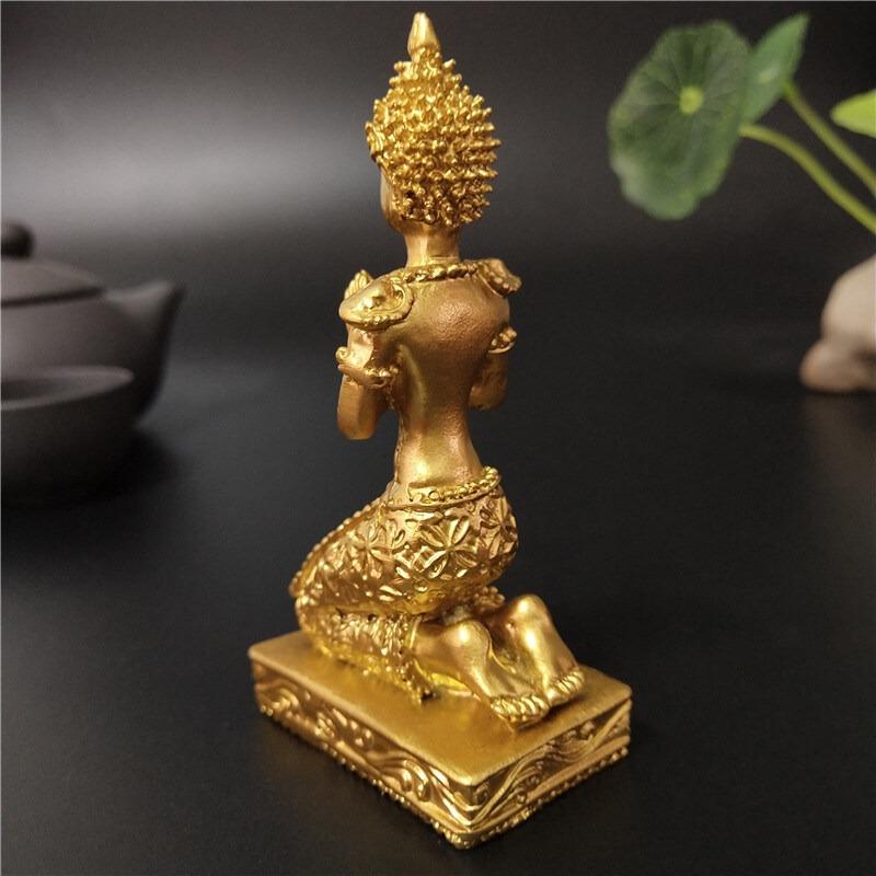 Золотая статуэтка Будды из Таиланда Декор для дома Индуистский Фэн-шуй Медитация Молитва Скульптура Будды Украшения Статуи
