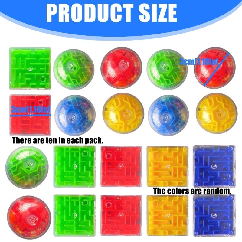 10PCS 3D Labyrinths Cubes Set Cognitive Training Maze Puzzle Toy Portable Travel Friendly Bead Maze Toy Safe For Children
