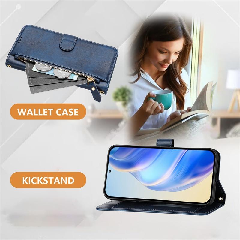 Flip Case for Realme V11 V13 V20 V23 V25 V50S V60 V60S Q3 Q3i Q5 Pro Q5i Q5X C61 C63 C65 C75 4G 5G Leather Wallet Cover Card Slot Bag Zipper Casing