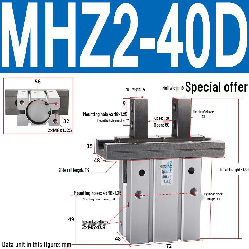 MHZL2 Pneumatic Finger Cylinder Parallel Manipulator Gripper MHZ2/HFZ Series