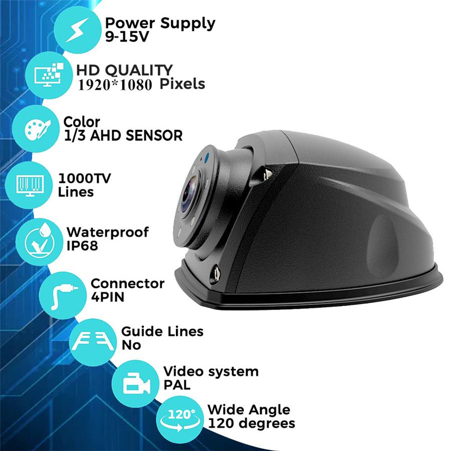 AHD 1080P Камера заднего вида с боковым креплением для грузовика, дома на колесах, автобуса, кемпера