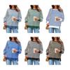 Women Striped Oversized Sweatshirt Long Sleeve Crewneck T-Shirt Split Hem Waffle Knitted Tunic Top Casual Fall Sweater