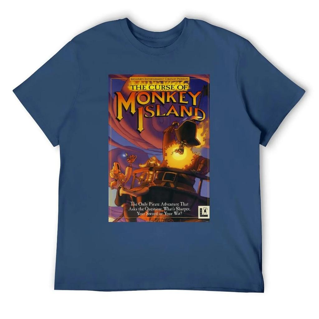 Футболка CURSE OF MONKEY ISLAND с круглым вырезом, спортивная, забавная, для любителей творчества, размер США