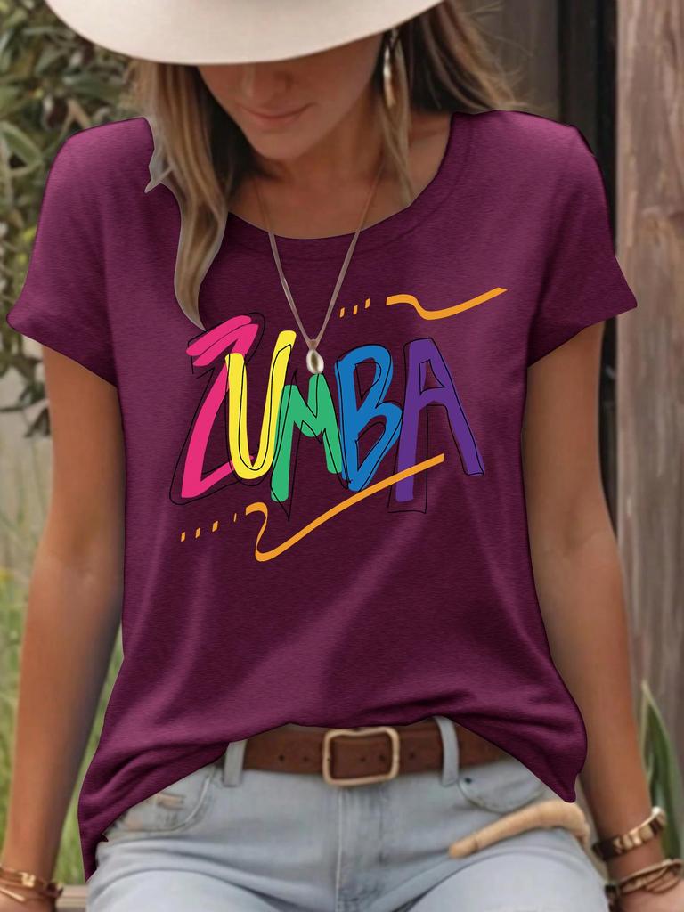 Женская красочная футболка свободного кроя с коротким рукавом и принтом ZUMB