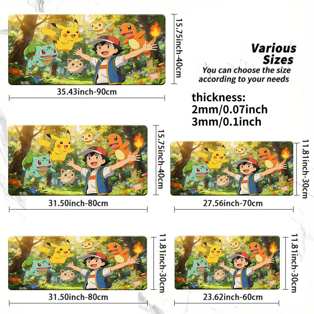 Sleepy Pikachu Autumn Maple Gaming Desk Mat NonSlip Washable