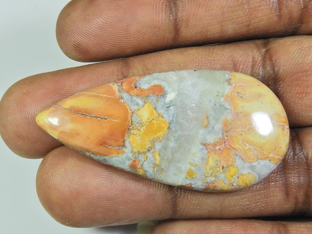 AA++ 57Cts. Natural Maligano Jasper Pear Cabochon Loose Gemstone 24X48X05MM ET-146