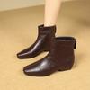 2025 осень и зима новая имитация кожи французский ретро остроносые тонкие ботильоны женские низкий каблук и ботильоны ботинки Мартина толстый каблук короткие ботильоны