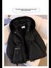 Korean Style Women's Velvet Cotton Parka Mid Length Hooded with Large Fur Collar Slimming Waist Plus Size Warm Autumn Winter Coat