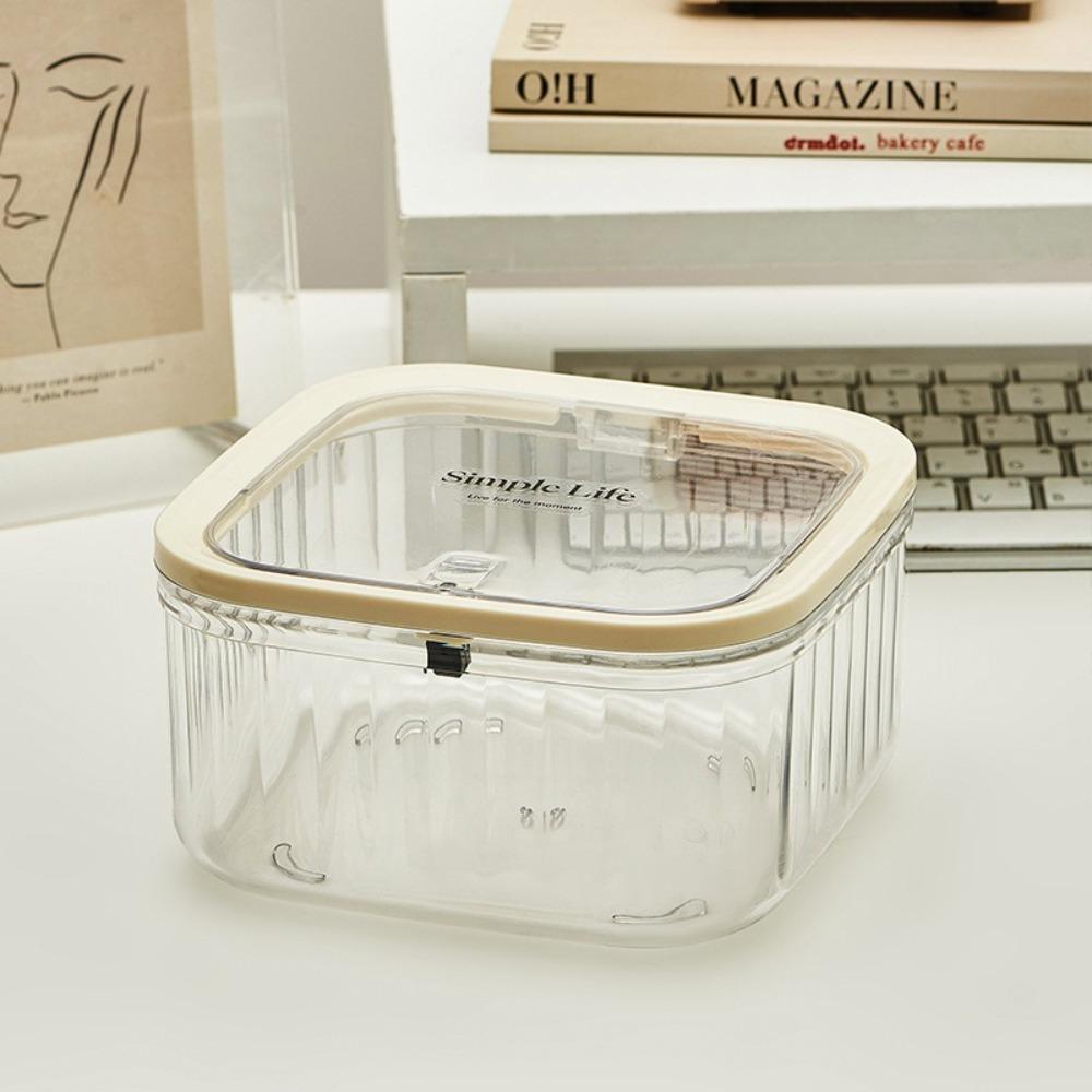 With Lid Mini Trash Can Dust Proof Desktop Storage Box New Transparent Storage Box  Workstation