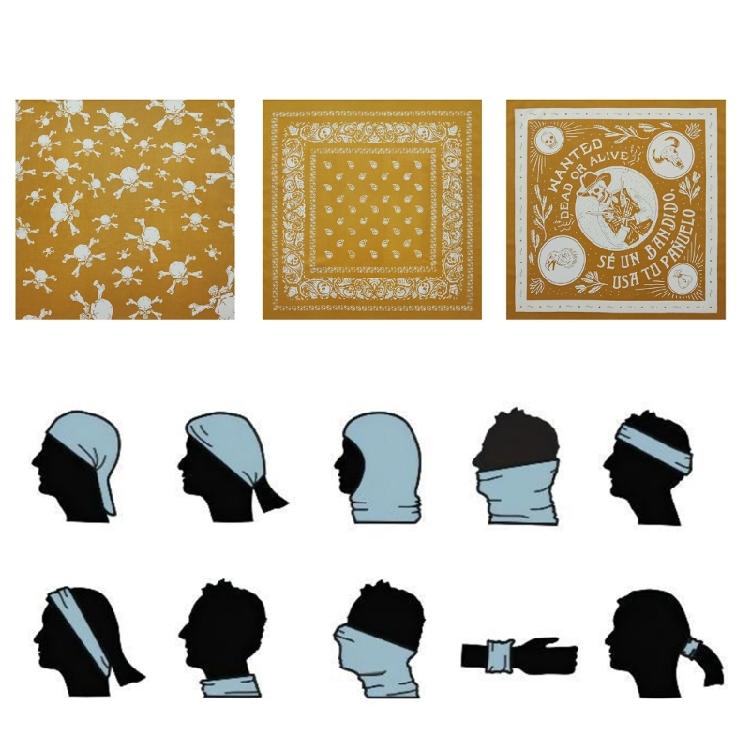 21'' Повязка на голову Рэпер Головной платок Бандана для волос Гладкие тюрбаны Узор черепа