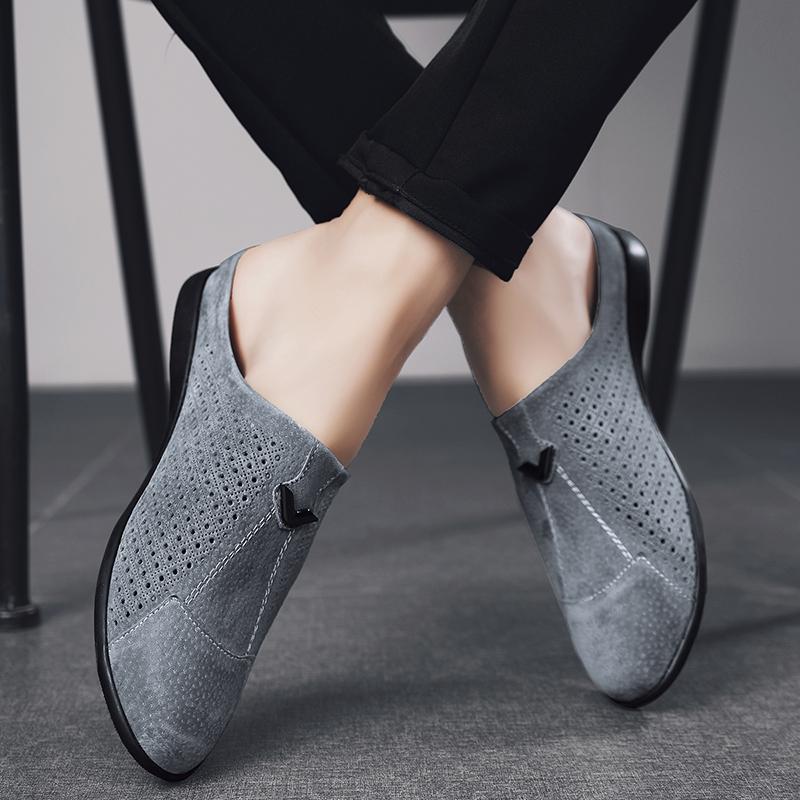 Мужские кожаные тапочки, уличные лоферы