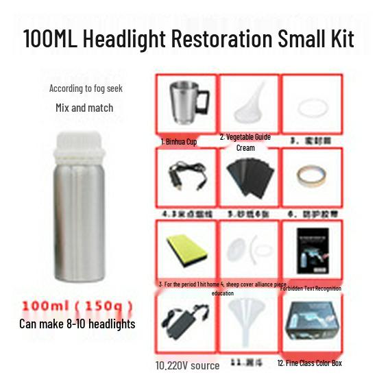 Набор для восстановления фар 90 г - Устраняет пожелтение, помутнение, царапины и трещины