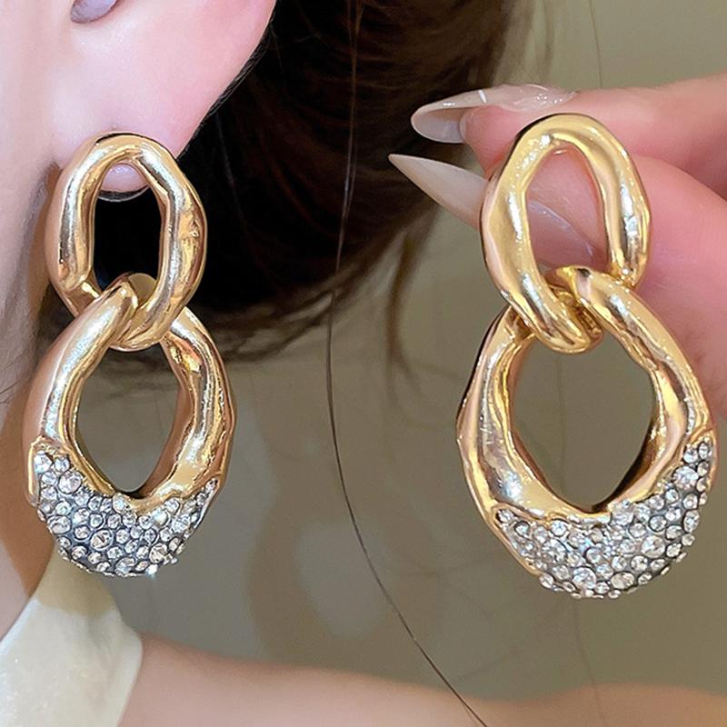 Irregular diamond studded Earrings with Unique Design and Light Luxury Retro Style Earrings
