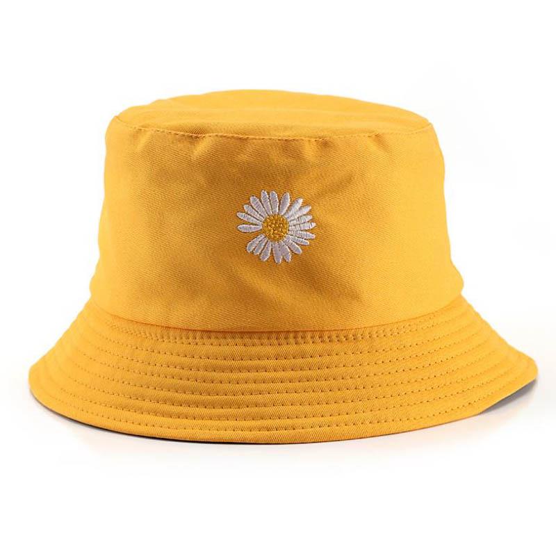 2020 NEW Women Bucket Fishing Hats Sunscreen Sun Cap Little Daisies Double-sided Wear Spring Lady F