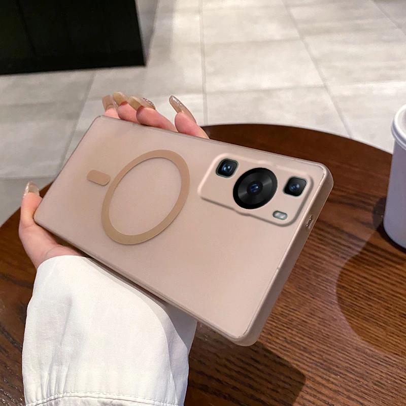 Чехол для Magsafe для Huawei P60 Pro P60Pro Магнитный Беспроводная Зарядка Матовая Жесткая Задняя Крышка Чехол для Телефона