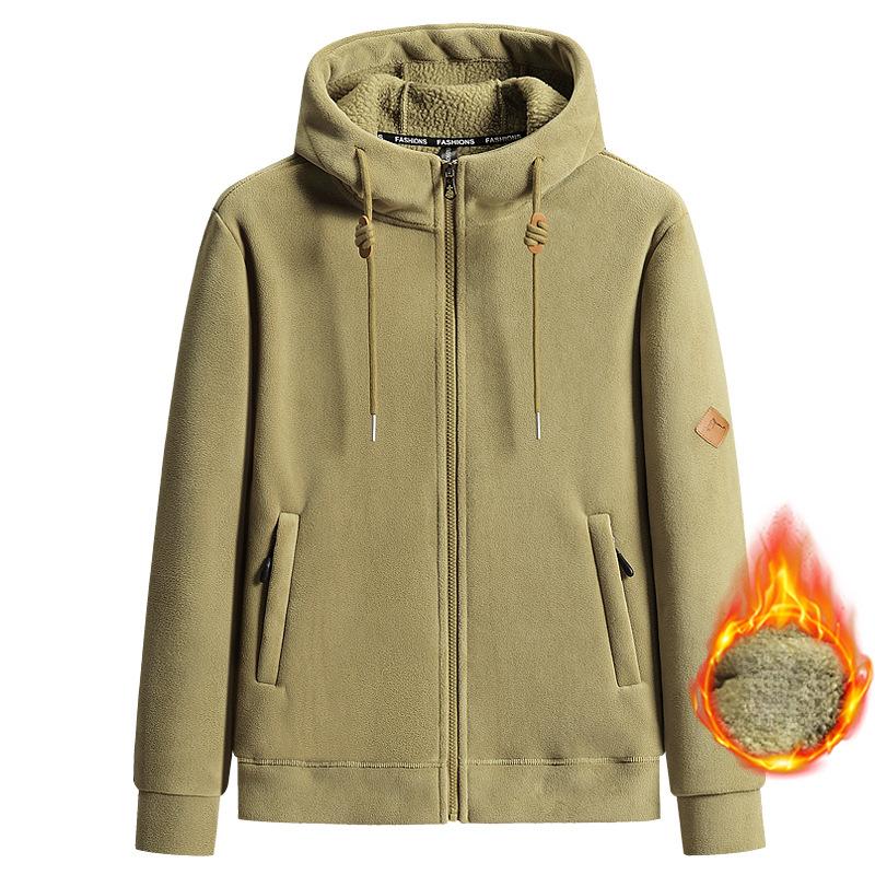 Зимняя толстовка с капюшоном из овечьего флиса для мужчин, корейская версия, толстая теплая куртка на молнии из кораллового флиса, пальто с капюшоном для пары, Sudaderas Para Hombres