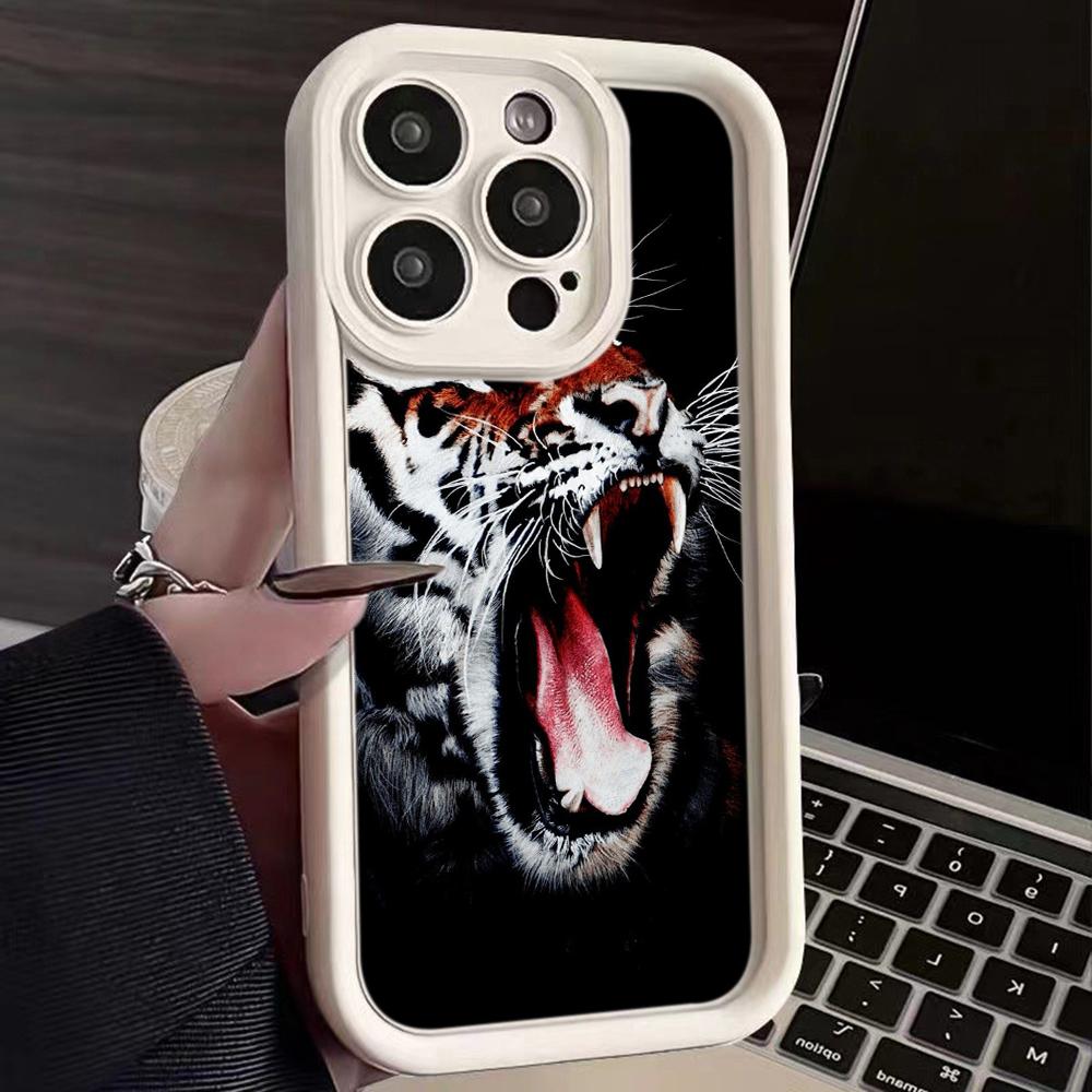 LZ30 Tiger Lion Cat Silicone Phone Case for iPhone 11 13 14 15 16 Pro Max 7 8 16 Plus 12 Mini XS Max XR Shockproof Back Cover
