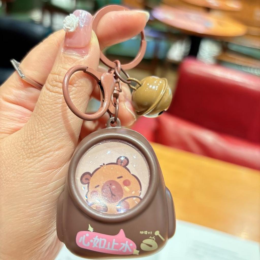 Luminous Capybaras Keychain Portable Cartoon Space Capsule Pendant For Backpack Stylish Animal Night Light Keyring