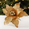 Large Poinsettia Glitter Flower 26cm Xmas Tree Decorations New Fake Flowers  Christmas Decoration