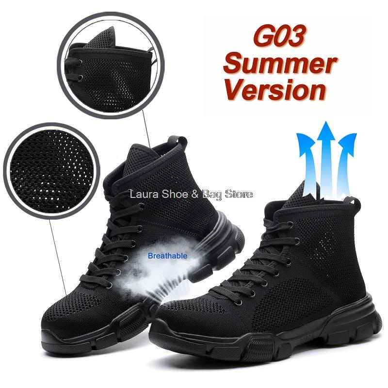 Модные высокие мужские защитные ботинки с сетчатым дышащим стальным носком, рабочие ботинки для мужчин, защитные ботинки с защитой от ударов и запаха