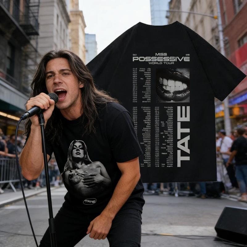 Tate McRae Possessions Tour Tshirt Retro Pattern Tshirt Album Miss Possession Summer Mens Cotton Tshirt 2026 Unisex