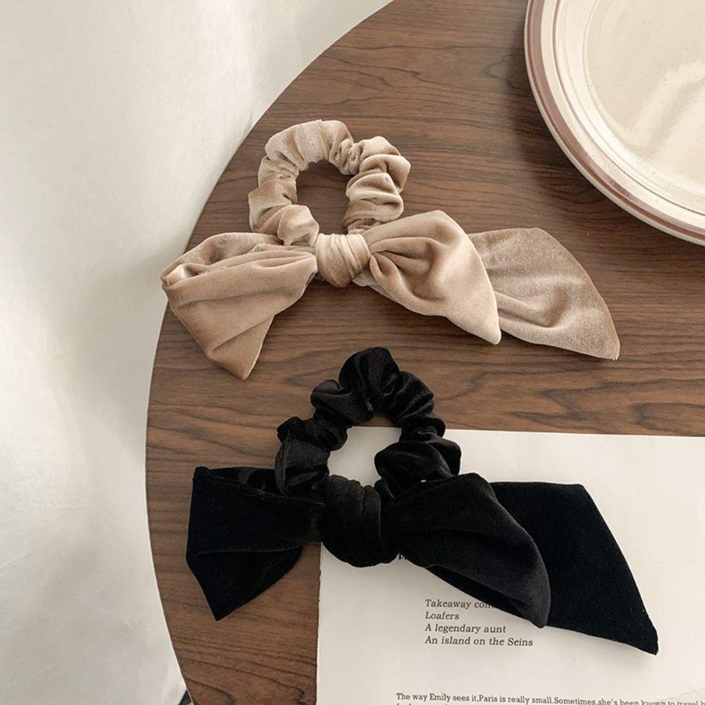 Милые бархатные резинки для волос с бантом во французском стиле, большие жгуты для волос, женские резинки для волос, аксессуары для волос