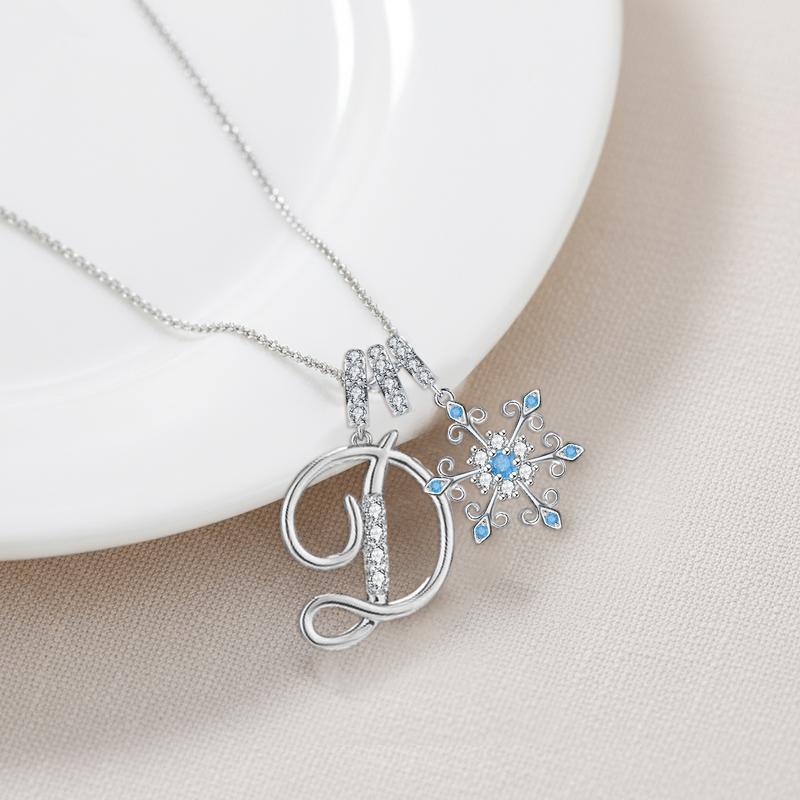 Barbie necklace [Original design] Letter Snowflake-D, cold temperament, high-end, niche and versatile, ins style, high-looking, romantic ZJYXL-HJ-039