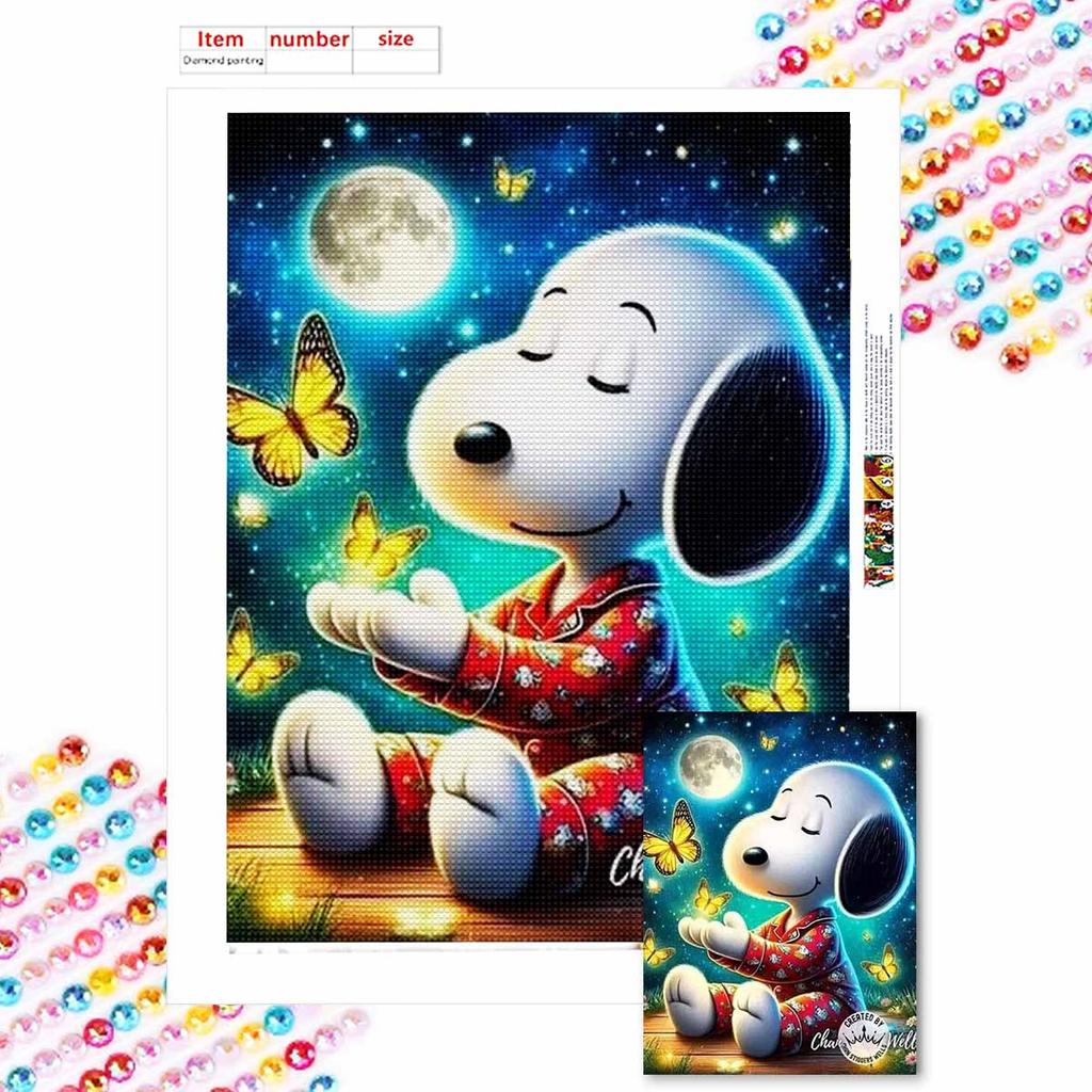 5D DIY Diamond Art Painting Kits for Adults, Dreaming Puppy Full Round Crystal Diamond Kits for Beginner for Home Wall Decorate