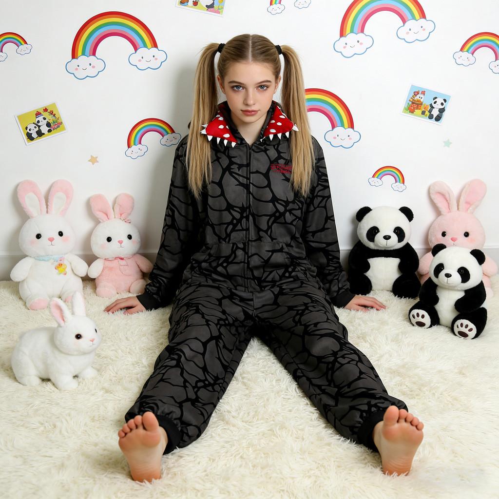 Взрослая Унисекс Пижама Демогоргон из Очень странных дел Женская Мужская Флисовый Комбинезон Хэллоуин Рождество Карнавальная Вечеринка Костюм для Косплея