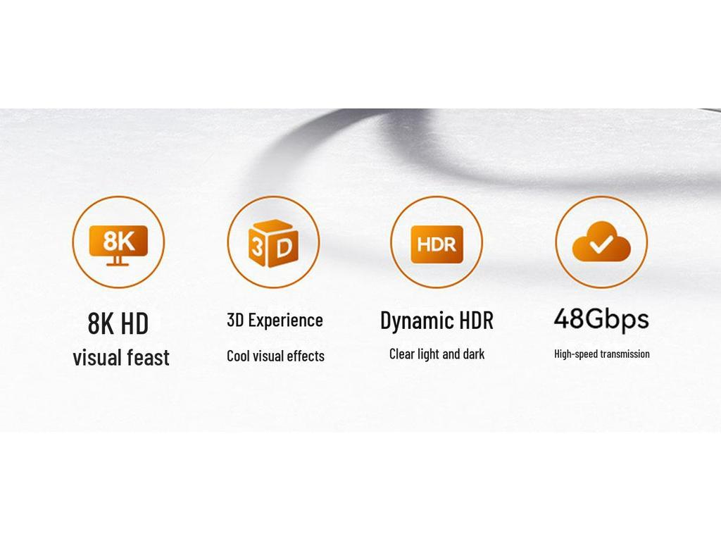 Аудио-/видеокабель высокой четкости Shanze 8K HDMI 2.1, четкость кинематографического уровня, сверхчеткая частота 60 Гц, молниеносная передача данных, 144 Гц.