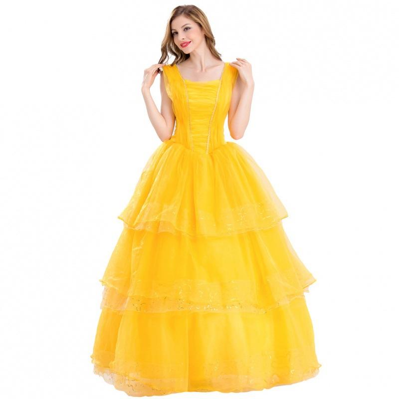 The New Halloween Film and Television Live-action Version of the Beautiful Woman and the Beast Belle Princess Dress Costume Women