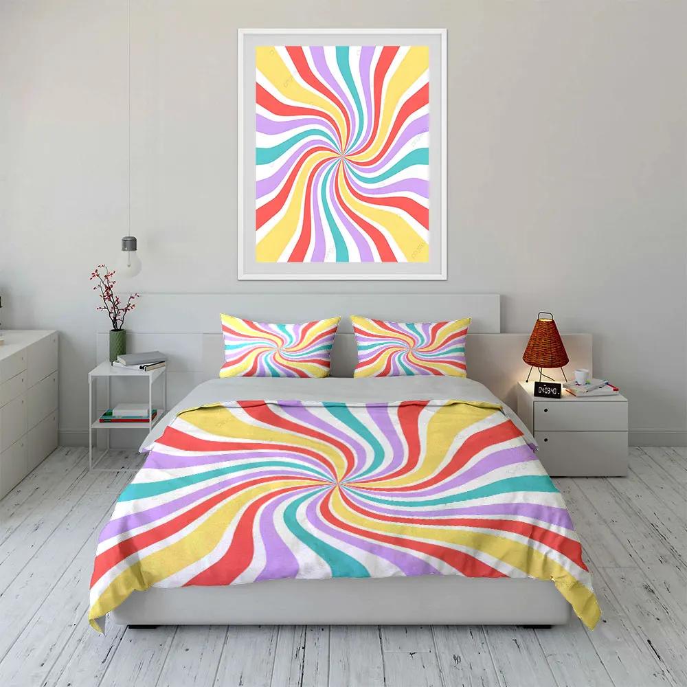 Colorful Abstract Spiral Decor Set Soft Comfortable Duvet Cover Bedding Set Included 1*Duvet Cover & 2*Pillowcases gift