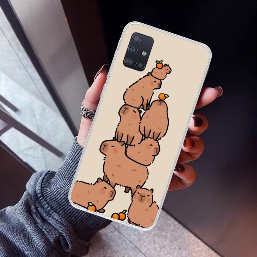 Funny Capybara Cartoon Animal Phone Case For Samsung Galaxy A12 A52S A42 A32 A22 A51 A50 Note 20 Ultra 10 S10 Plus A71 A70 A31 A