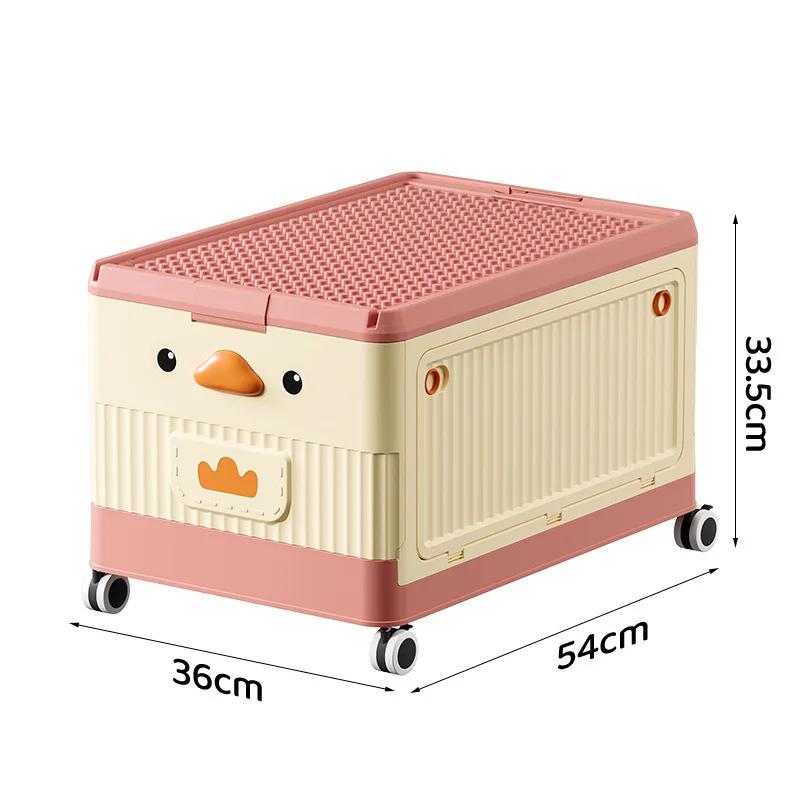 Toy Storage Box Large Capacity Clothes Snacks Toys Organizing Box with Wheels Can Be Propelled Home Storage Children's