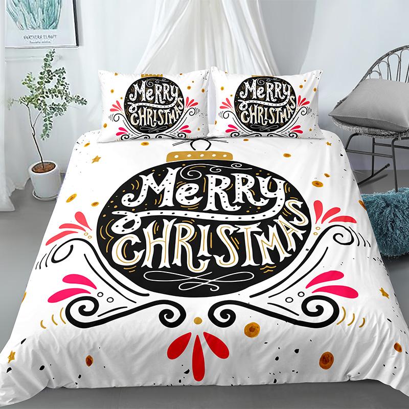 2/3pcs Christmas Duvet Cover Set with Pillowcase Bed Quilt Covers Santa Claus Pattern Bedding Home Textile New Year Bedding Set