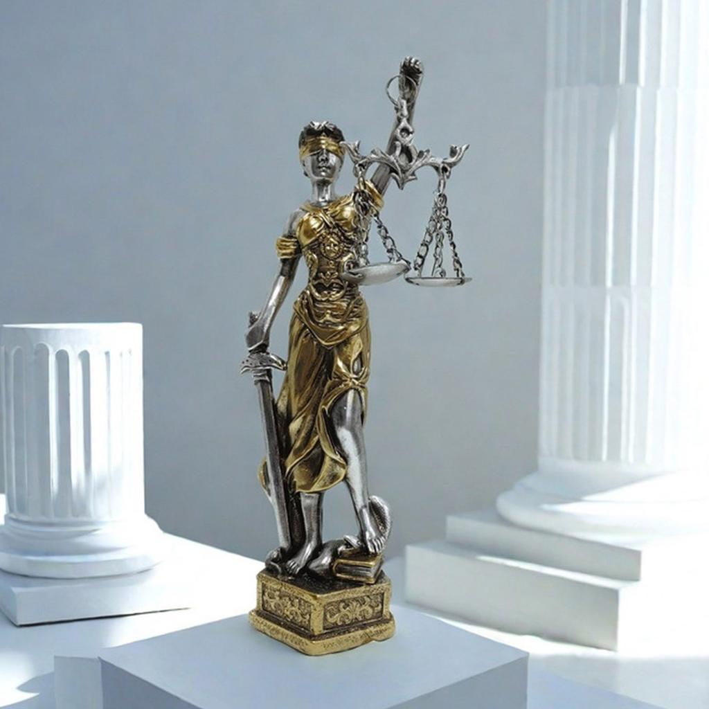Blind Law Goddess Statue Resins Lady Justice Sculpture with Scale Greek Roman Fairness Figurine Ornament Gift for Lawyer