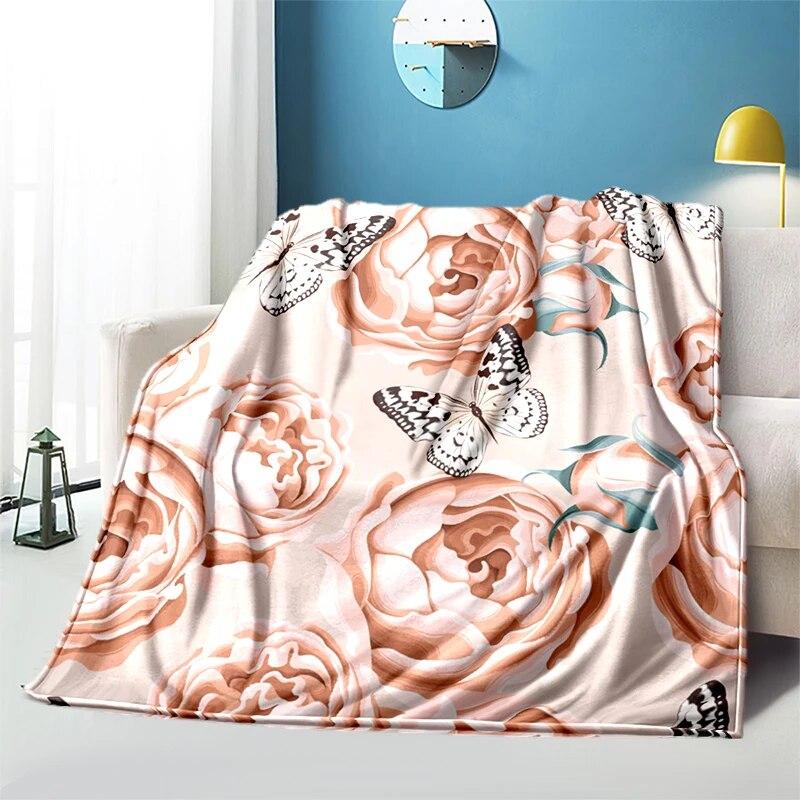 Мягкий плюшевый диван-кровать с цветком розы, тонкие одеяла для пикника с героями мультфильмов, современное фланелевое одеяло Gedruckt Bettdecke Geschenk