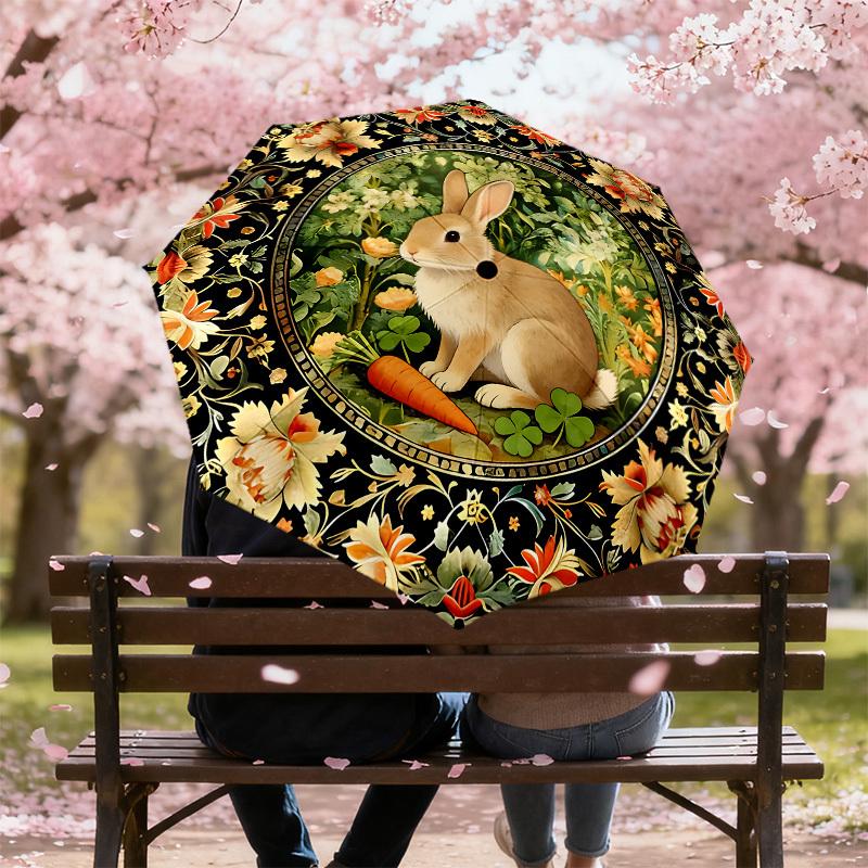1PC rabbit, floral Umbrella-8-Rib Reinforced, Automatic Open, Lightweight & Durable, Cute Fashion Accessory for Outdoor-K1318