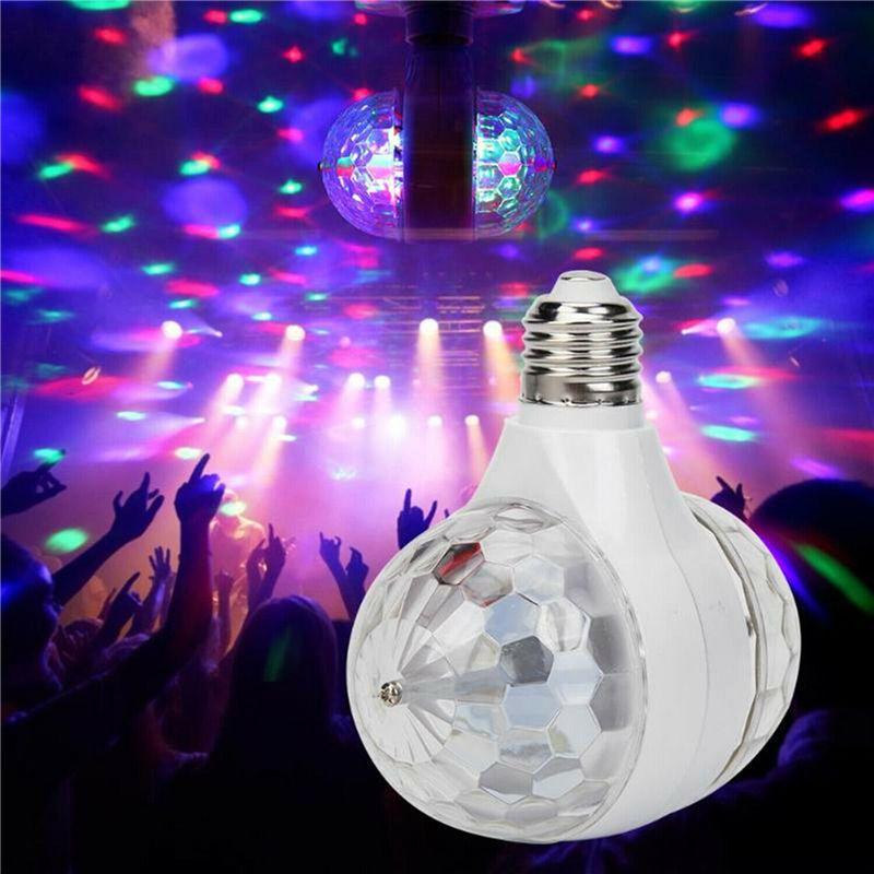 E27 Doubleheaded 6w Led Ball Stage Rgb Light Bulb Rotating Lamp Ktv Party Disco